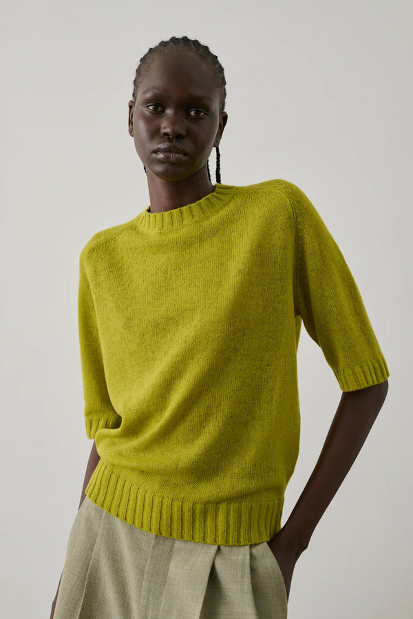 Betina Short-Sleeved Knit Jumper in Absinthe