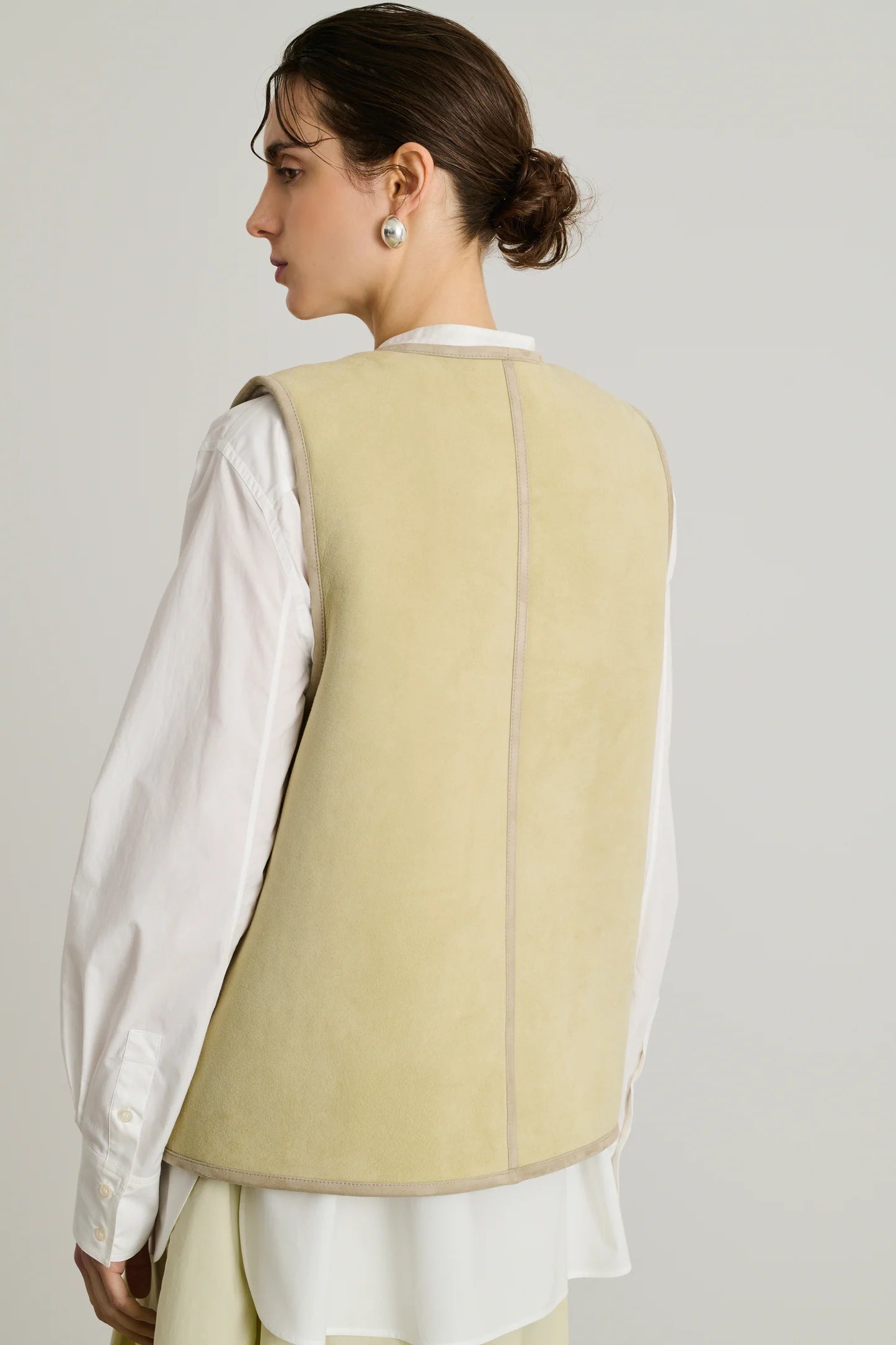 DUOMO - SLEEVELESS LAMB LEATHER JACKET - CREAM - SOUER