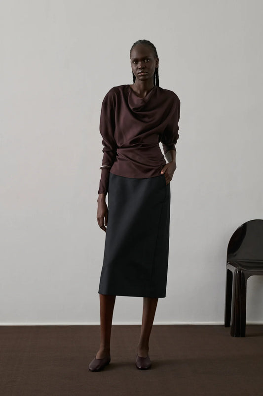 Fresia Silk Top in Prune