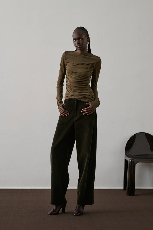 Gunther Corduroy Trousers in Ebony