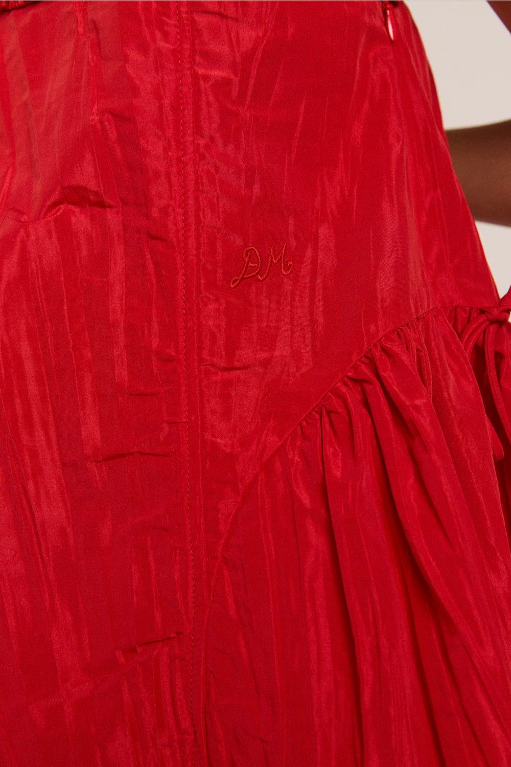 Elina Midi Dress in Red Tafetta