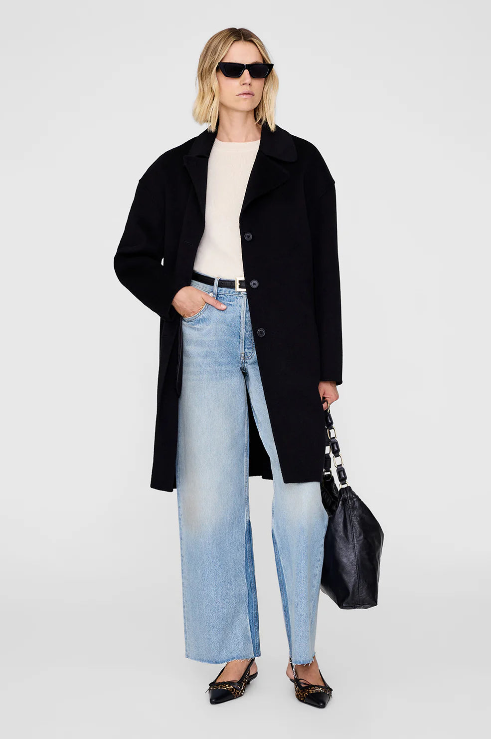 Portia Coat in Black Cashmere Blend