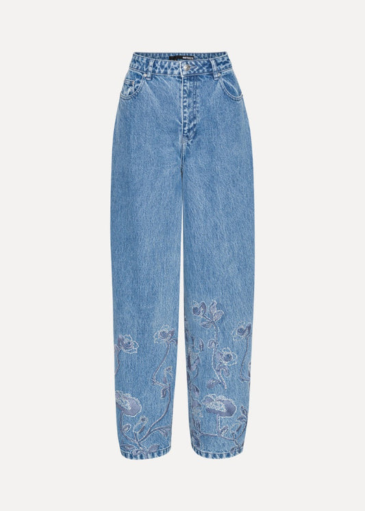 RHINESTONE WIDE LEG JEAN - ROTATE