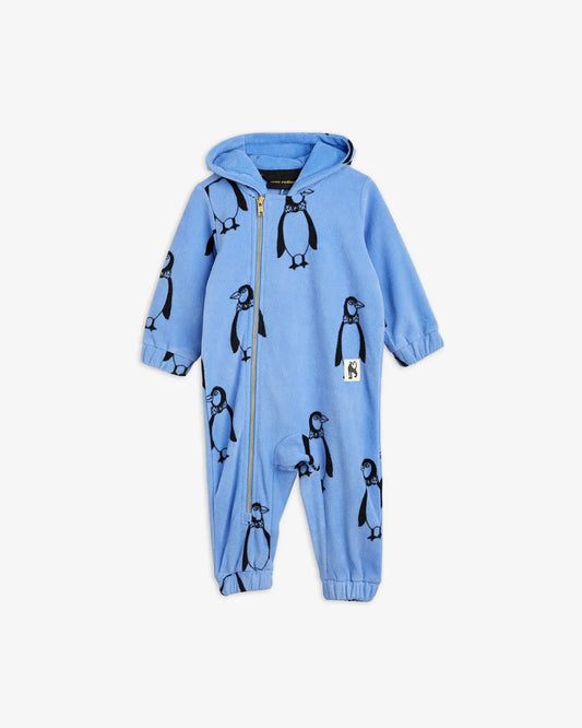 Penguin Fleece Onesie in Blue