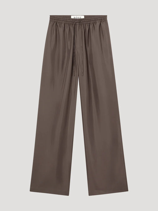 Relaxed Silk Trouser in Taupe