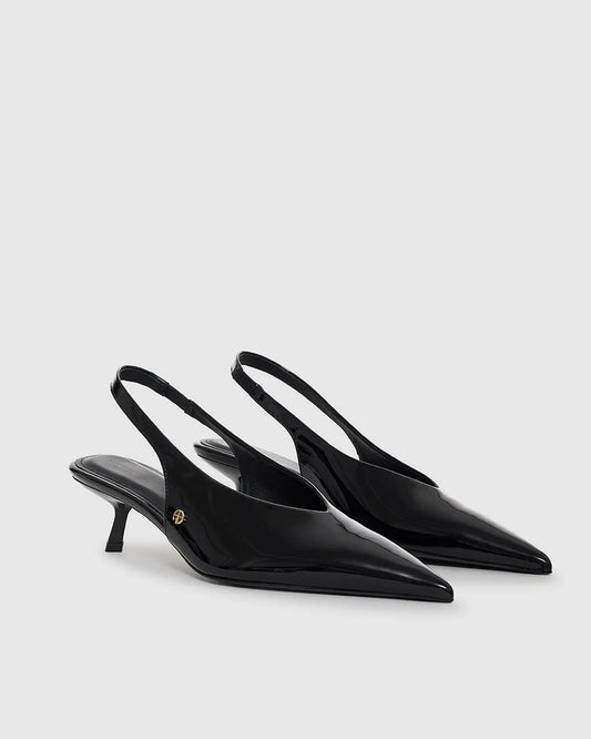 Hilda Slingback Pumps in Patent Black