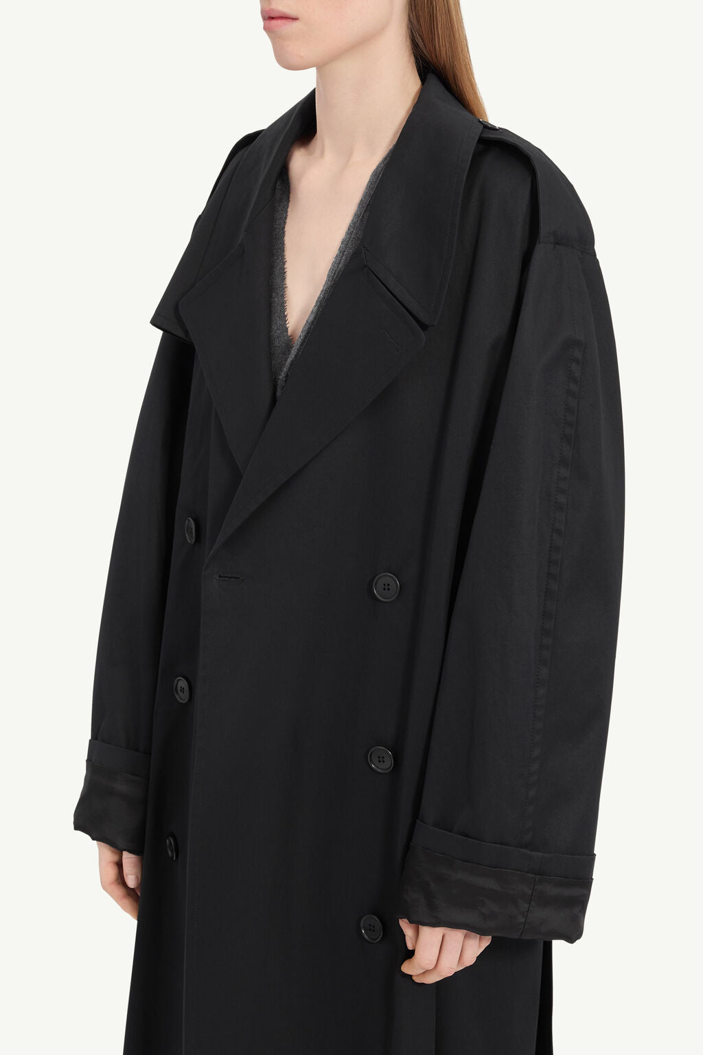 Cotton Trench Coat in Black