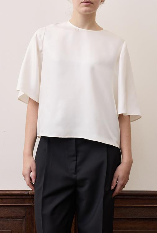 Buttoned Silk Top in Cream