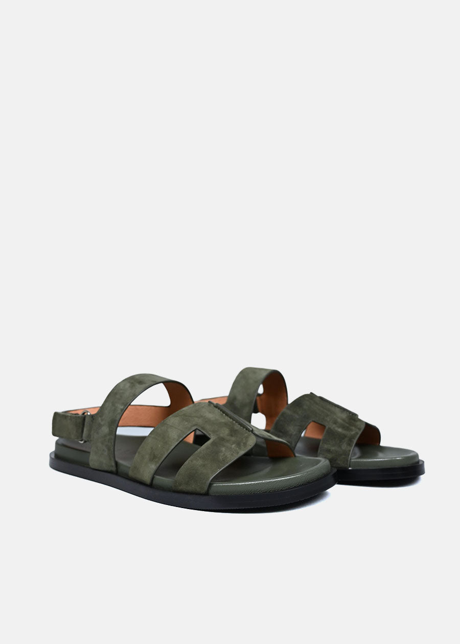 Mindy Flat Sandals in Khaki Green