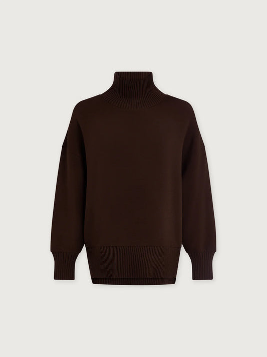 Barker High Neck Sweatshirt in Coffee Bean