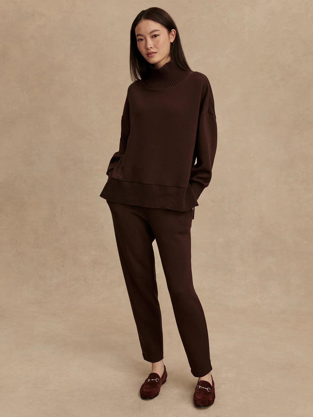 Barker High Neck Sweatshirt in Coffee Bean