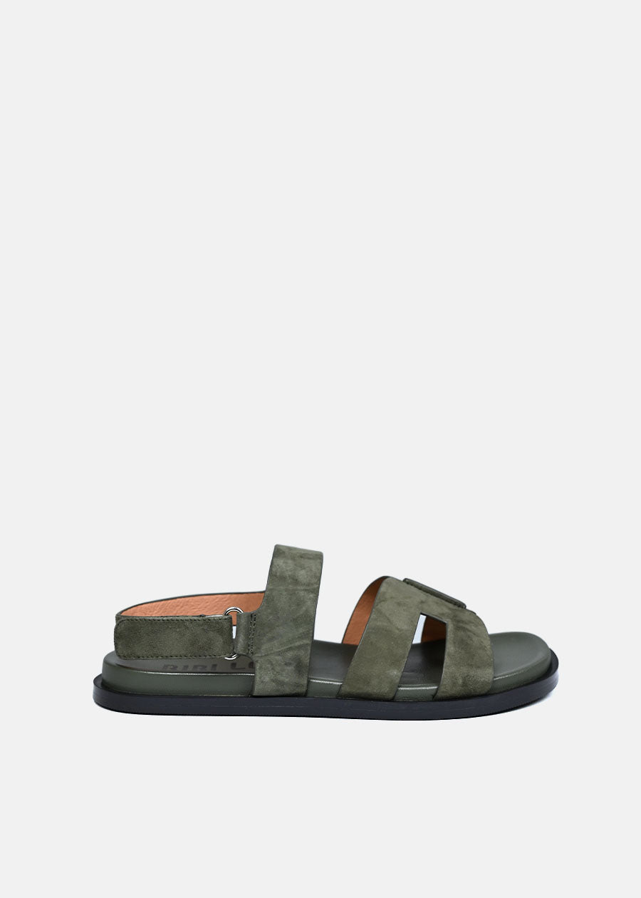 Mindy Flat Sandals in Khaki Green