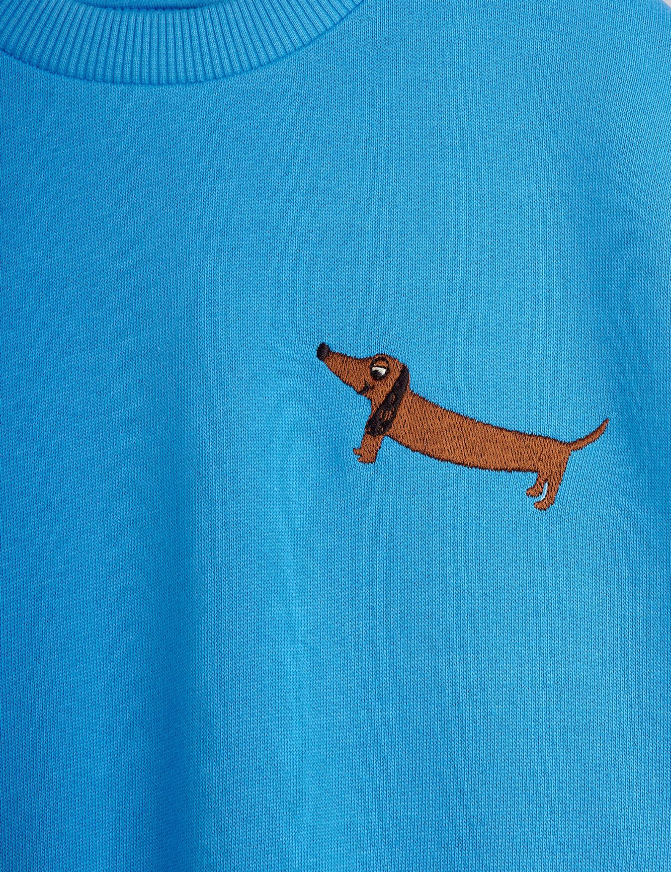 Dog Embroidered Sweatshirt in Blue