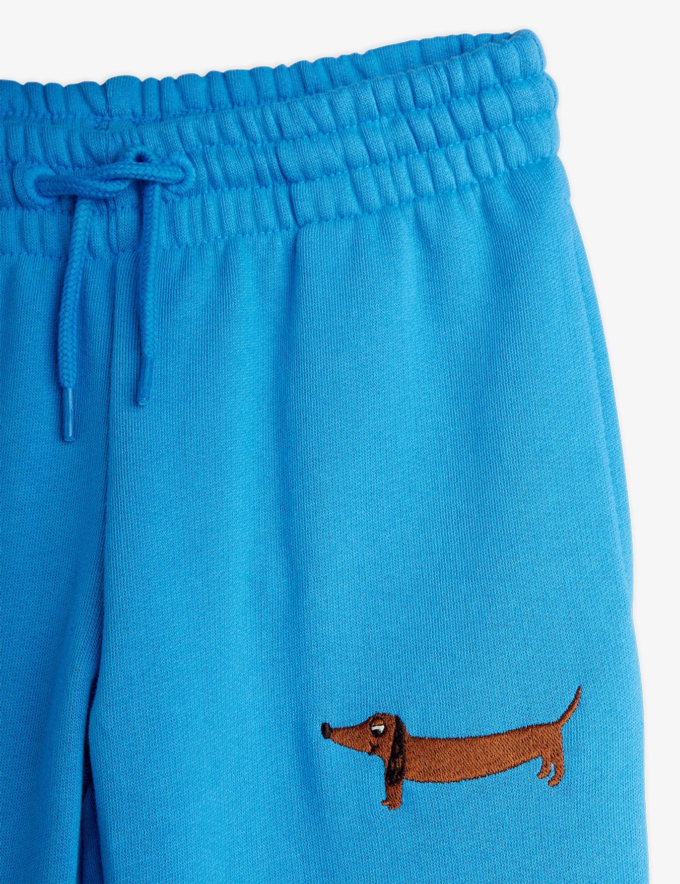 Dog Embroidered Sweatpants in Blue