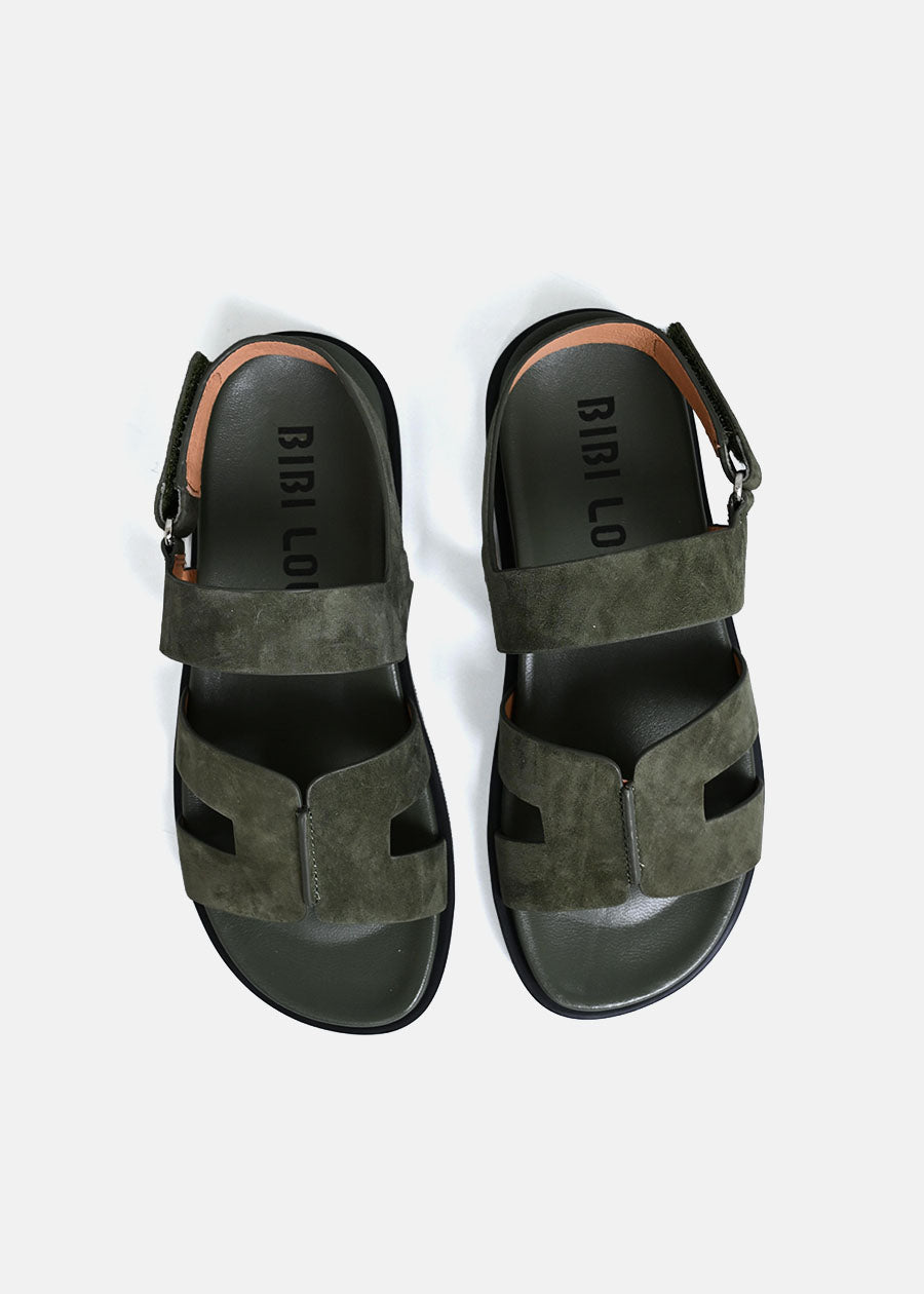 Mindy Flat Sandals in Khaki Green