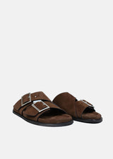 Alba Suede Leather Sandals in Brown