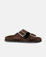 Alba Suede Leather Sandals in Brown