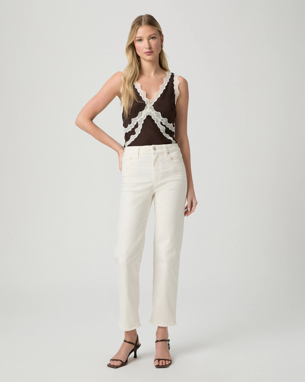 Stevie Ankle Straight Jean in Cream Cloud