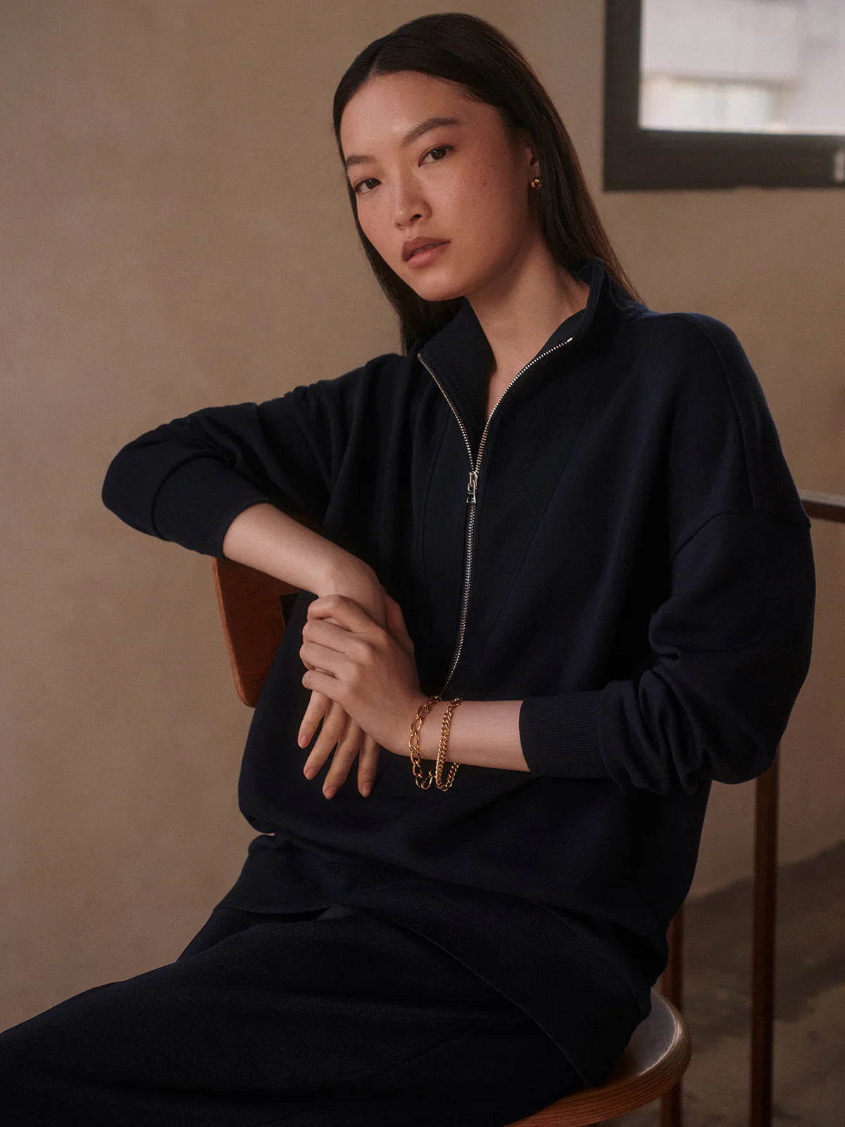 Masie Longline Sweat in Navy