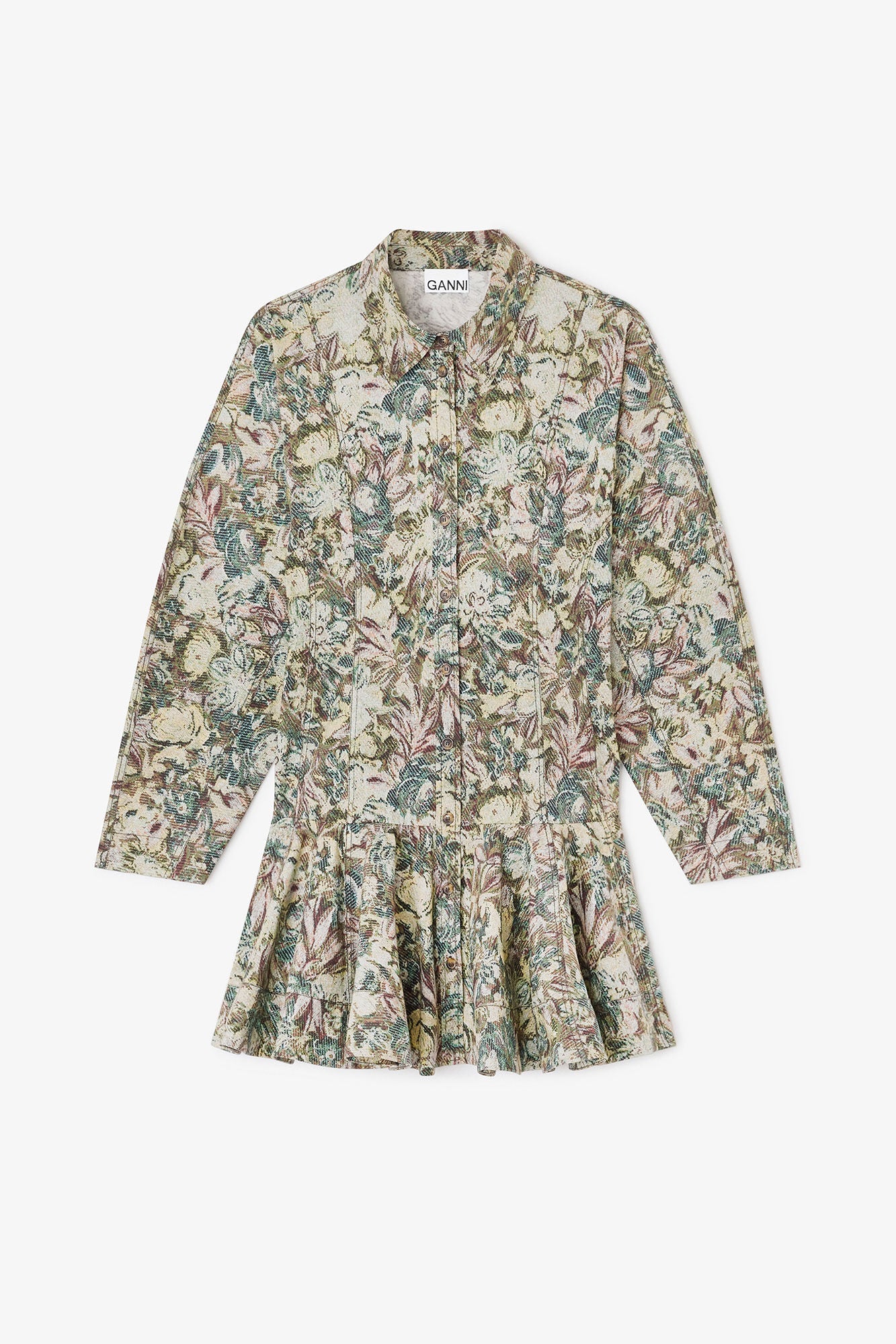 Tapestry Floral Shirt Dress in Jadeite