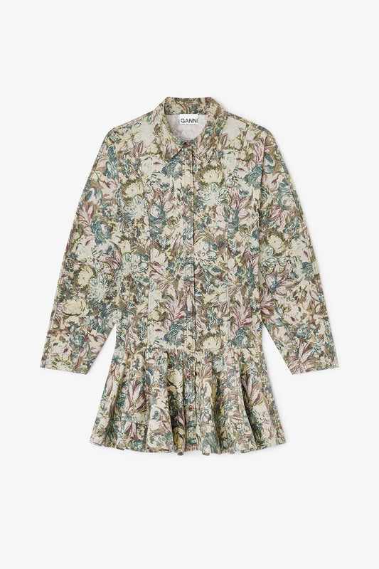 Tapestry Floral Shirt Dress in Jadeite
