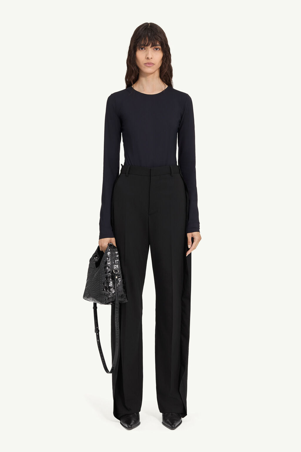Tailored Wool Trousers in Black