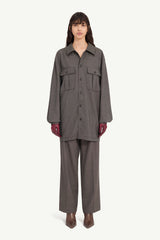 Tweed Shirt Dress in Brown and Beige