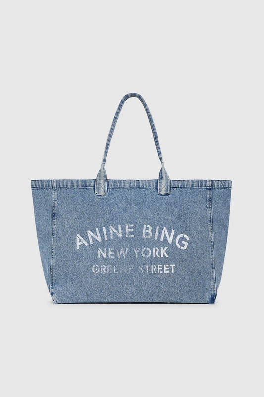 Leo Denim Tote Bag in Shadow Blue