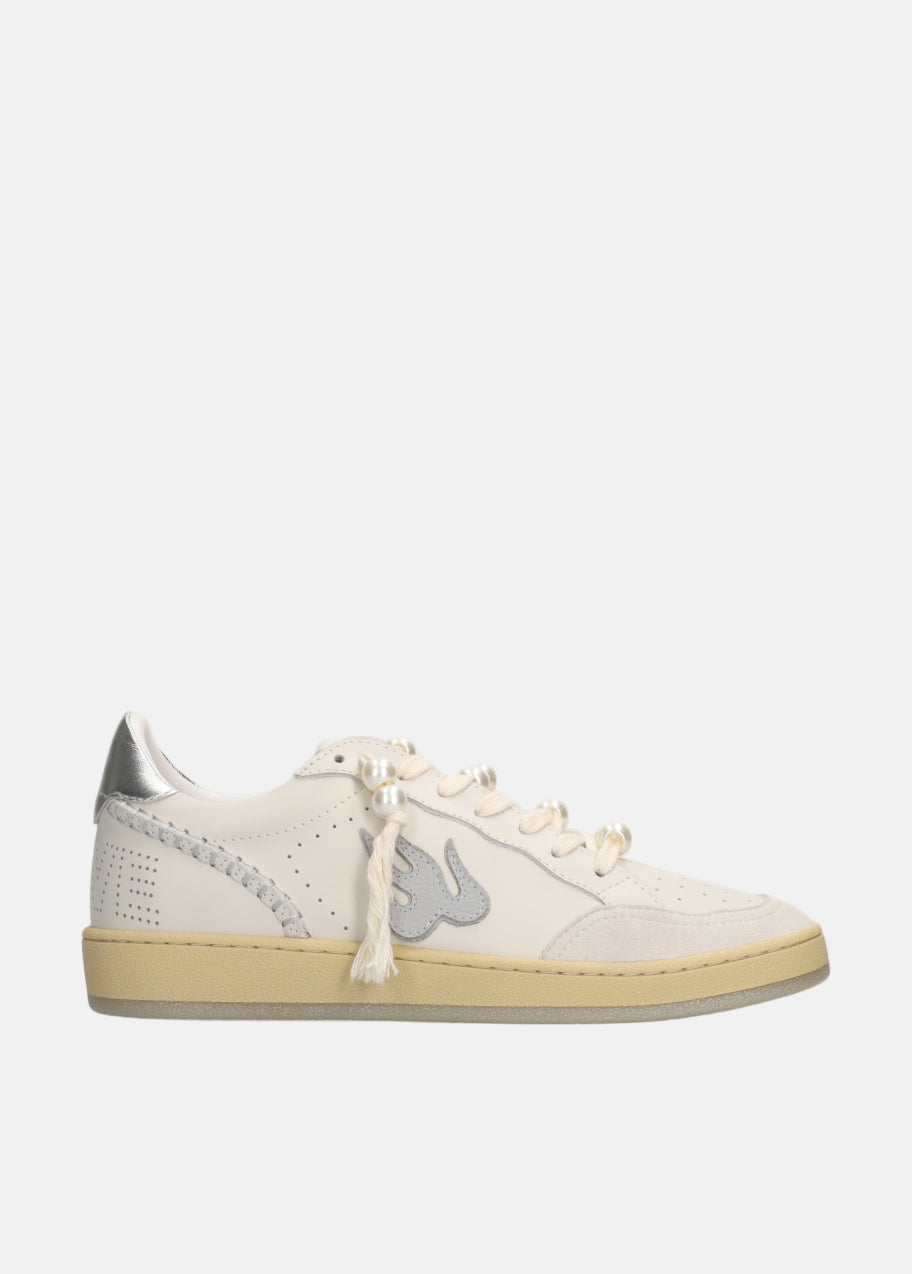 Gamin Sneakers in White Leather With Pearl