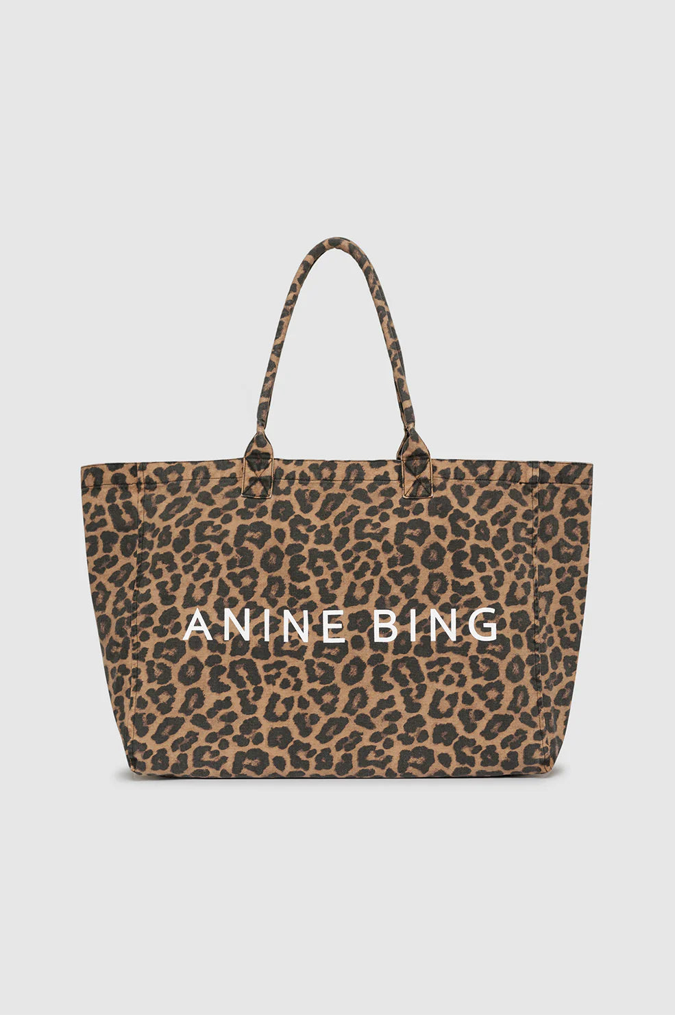 Leo Canvas Tote Bag in Black and Brown Leopard