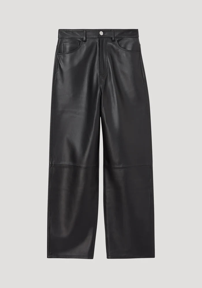 Baggy Leather Trousers in Black