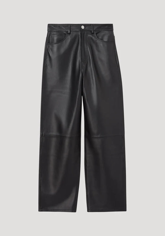 Baggy Leather Trousers in Black