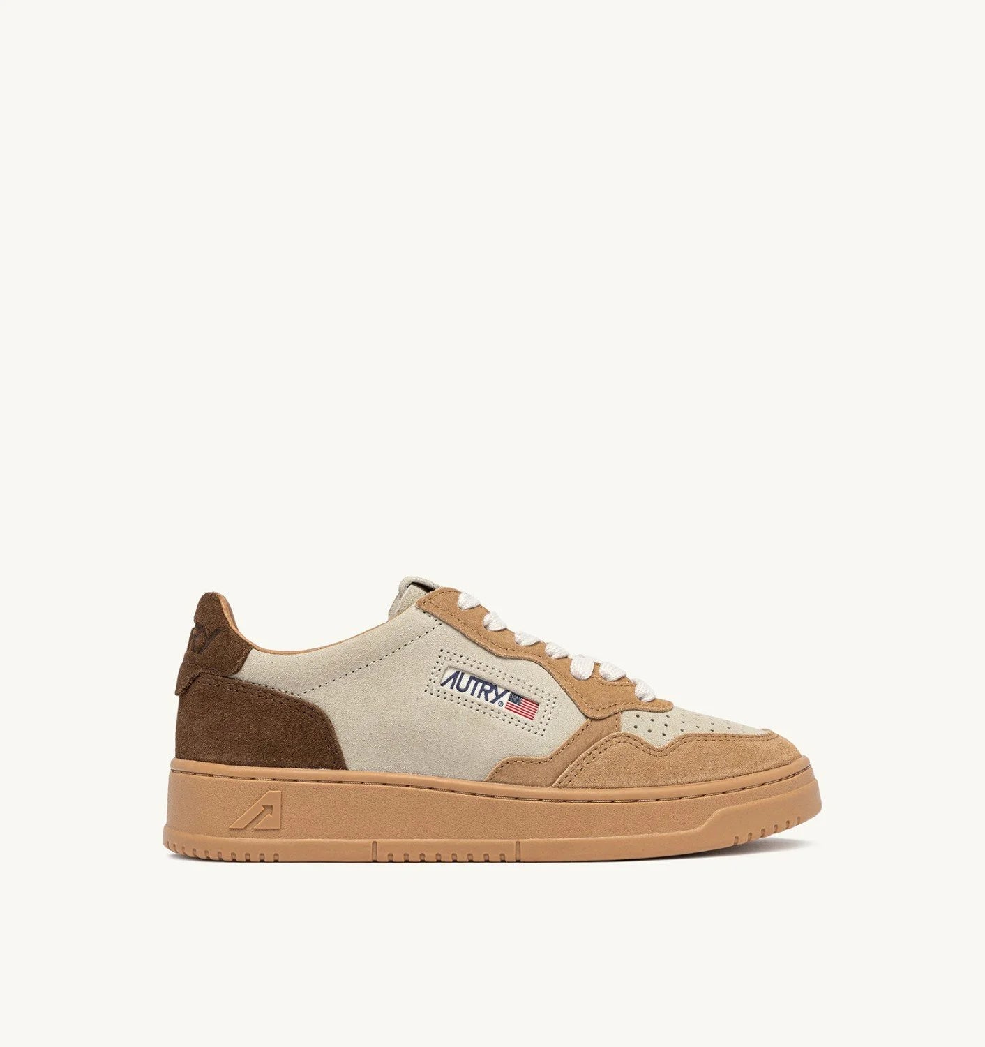 Medaslist Low Tricolor Sneakers in Tundra Egg and Peanut Suede