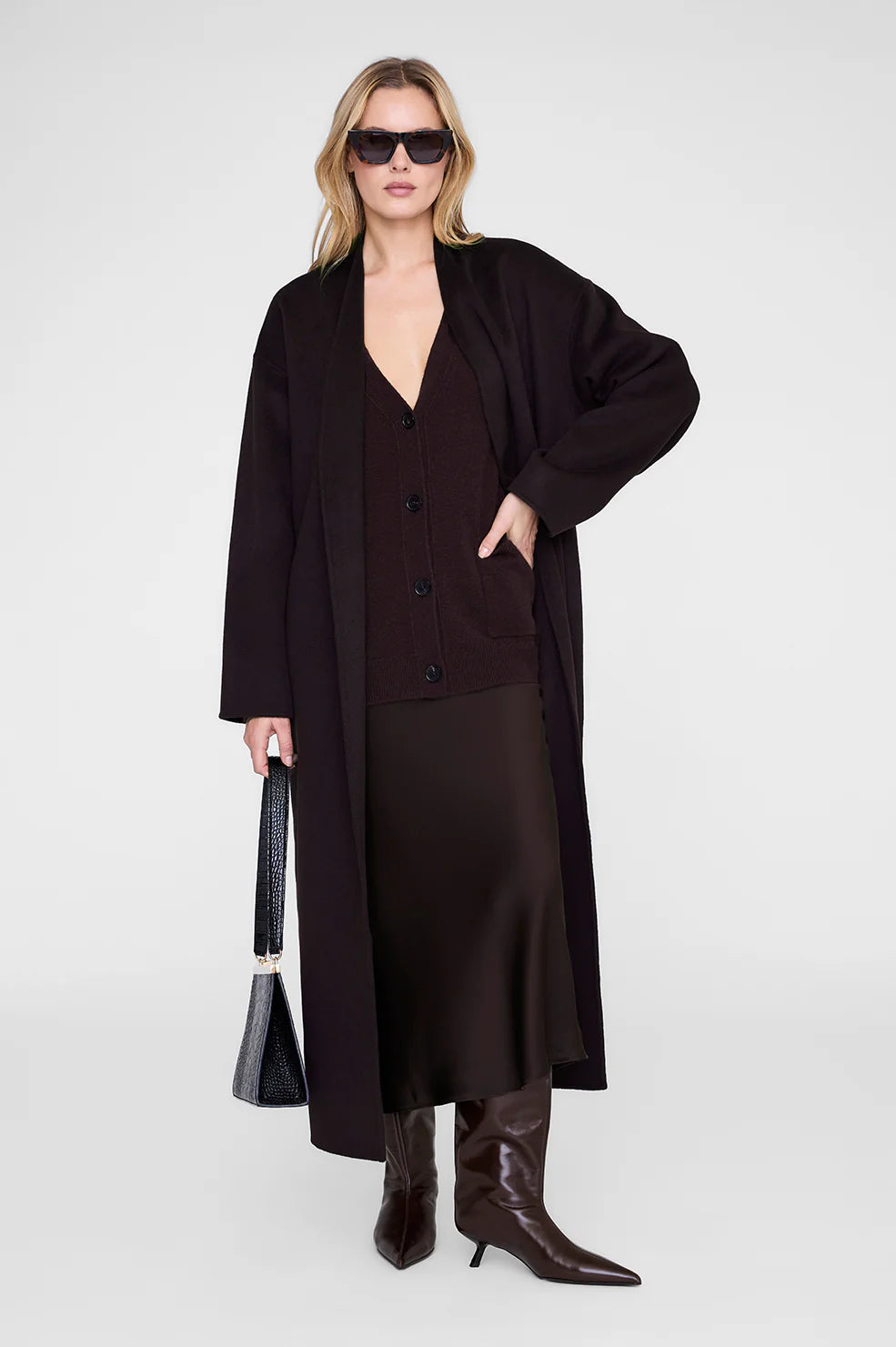 Bar Silk Skirt in Brown