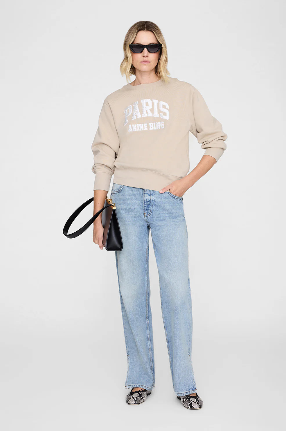 Harry Shrunken Sweatshirt Paris in Beige
