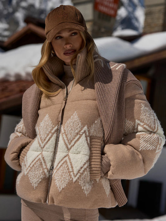 Belinda Knit Puffer in Light Taupe