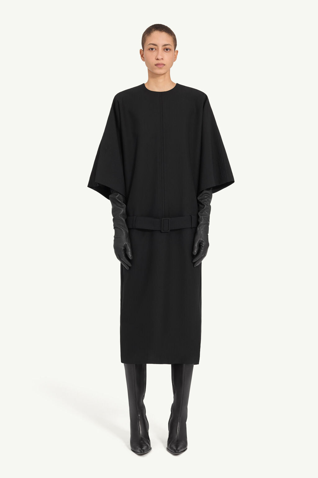 Wool Midi Dress in Black