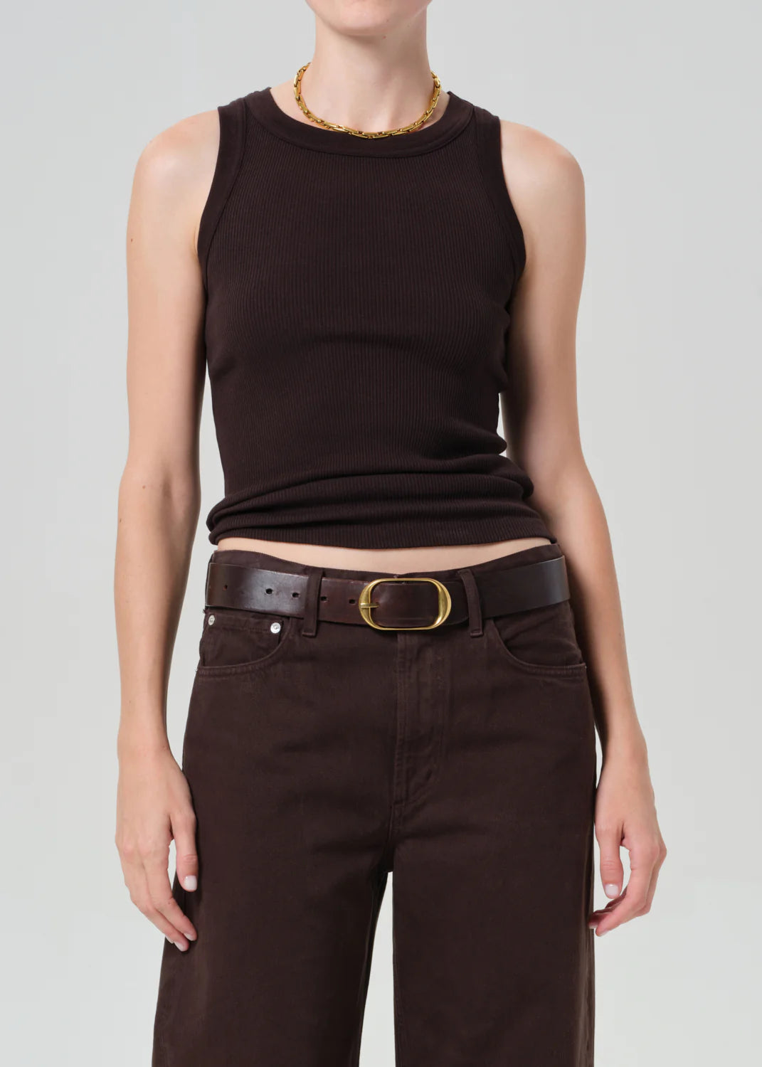Isabel Rib Tank in Chocolate
