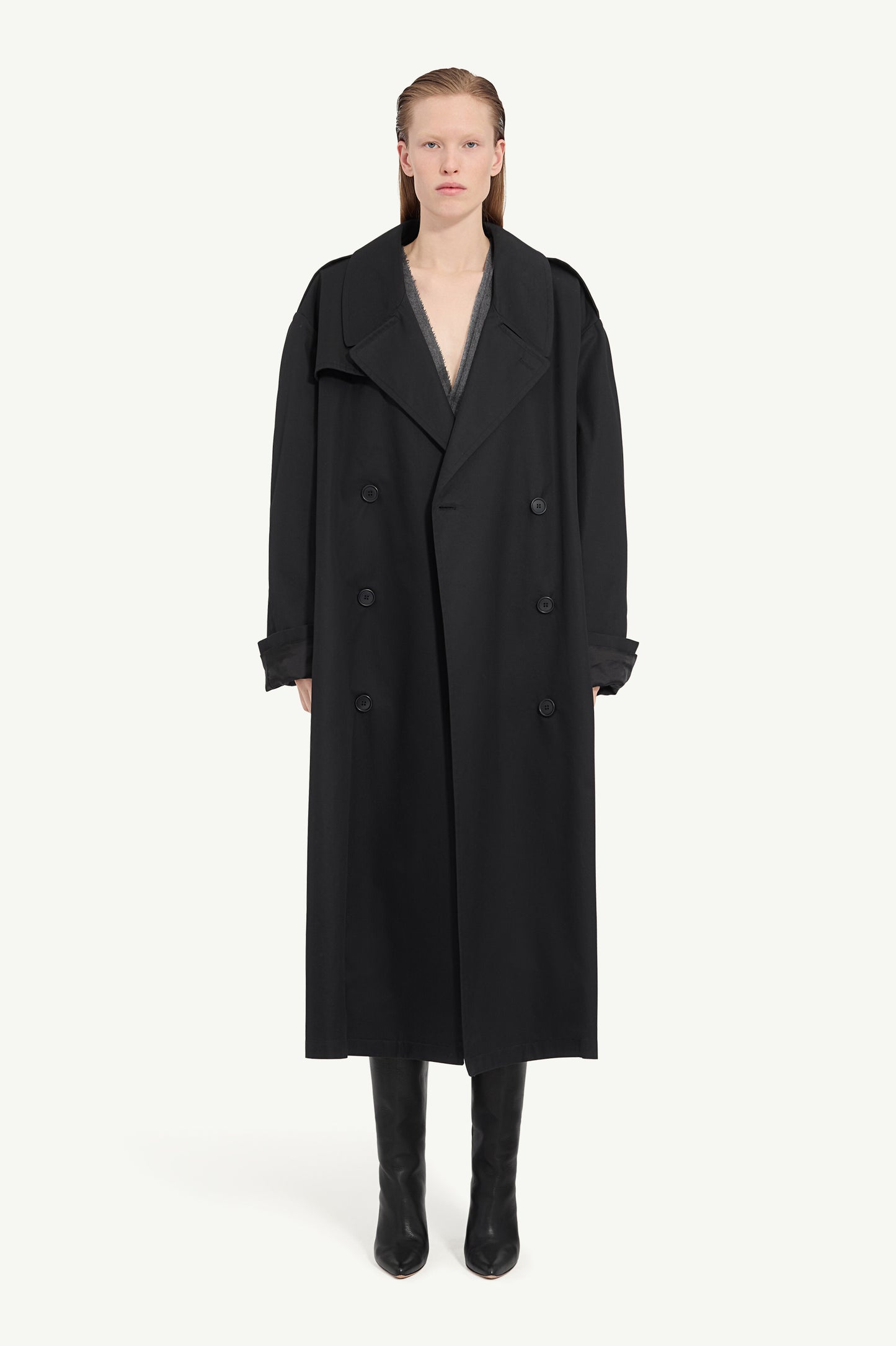 Cotton Trench Coat in Black