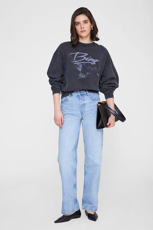 Spencer Sweatshirt with Eagle in Washed Black