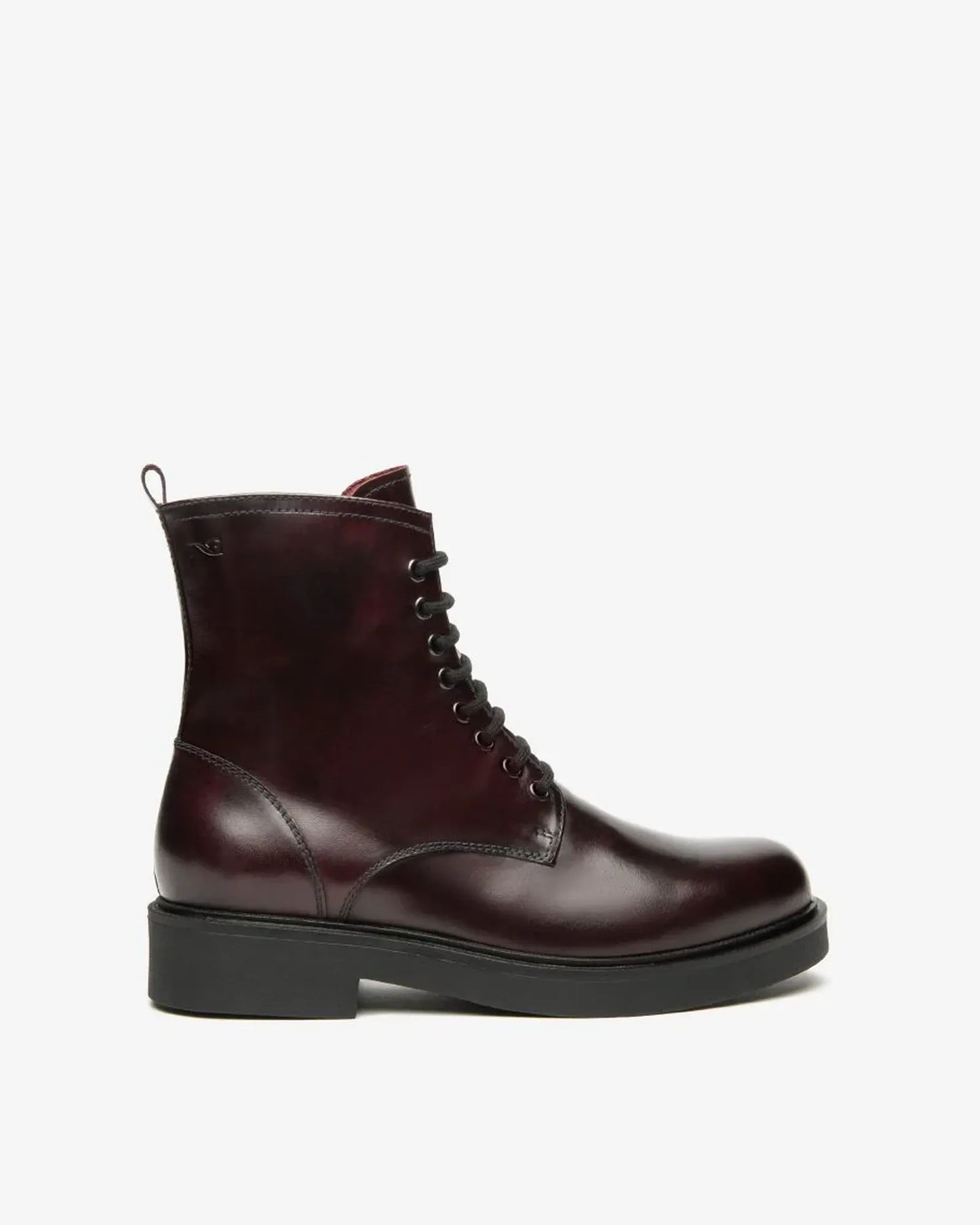 Lace Up Combat Boot in Burgundy