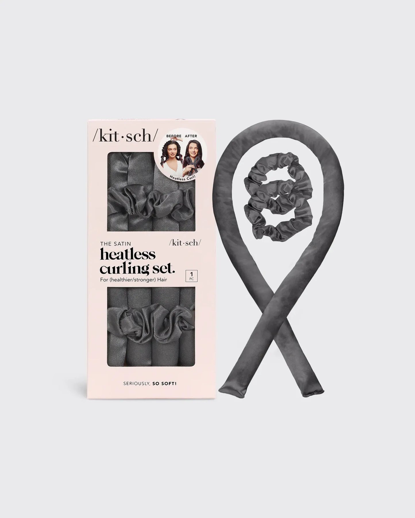 Satin Heatless Curling Set in Charcoal