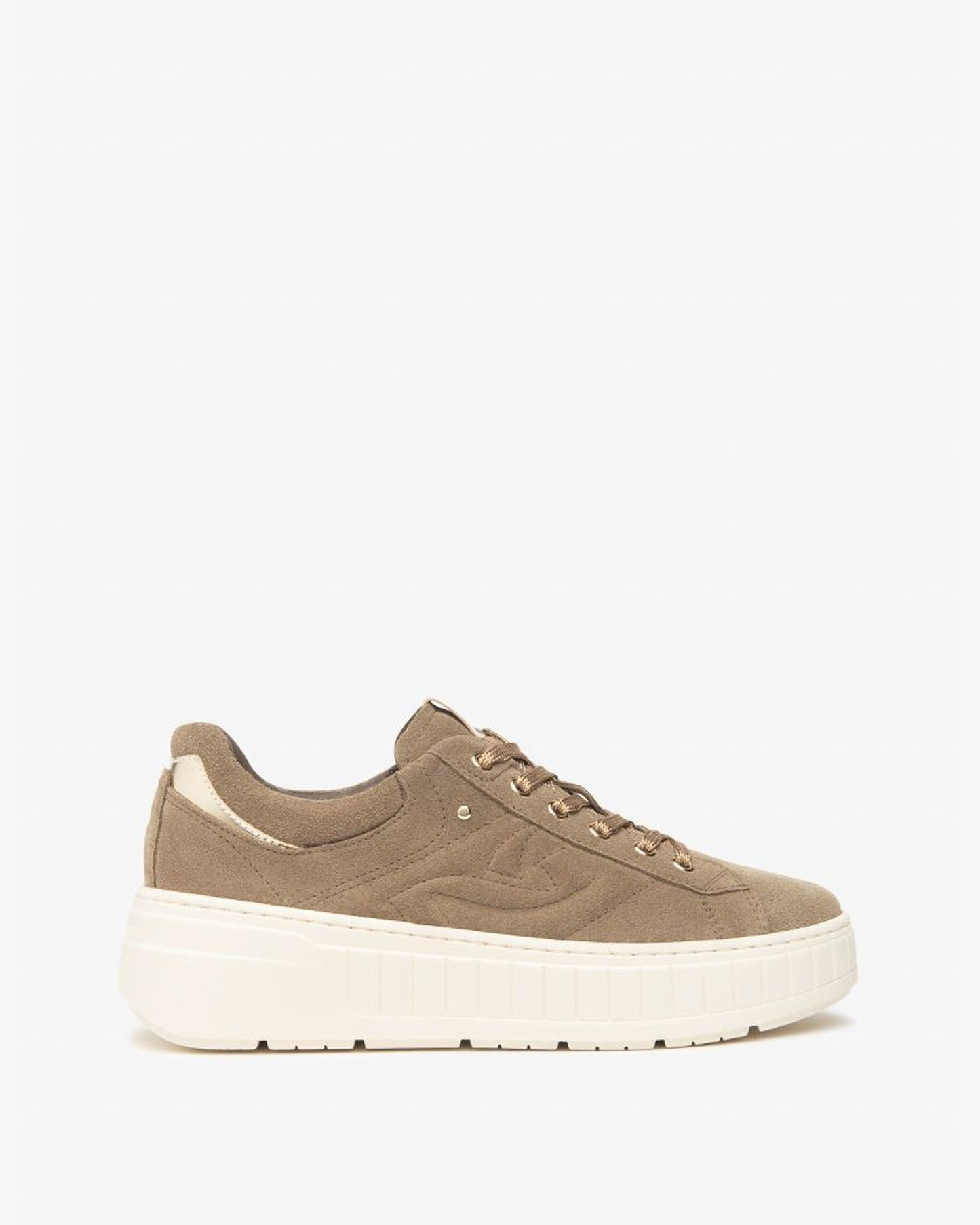 Platform Suede Sneakers in Taupe