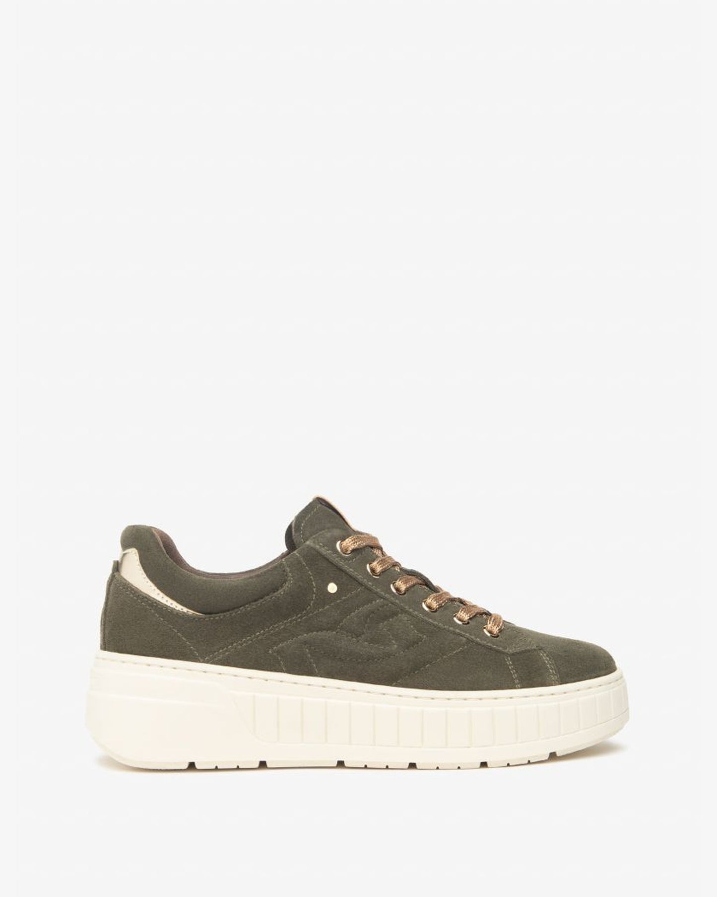 Platform Suede Sneakers in Khaki