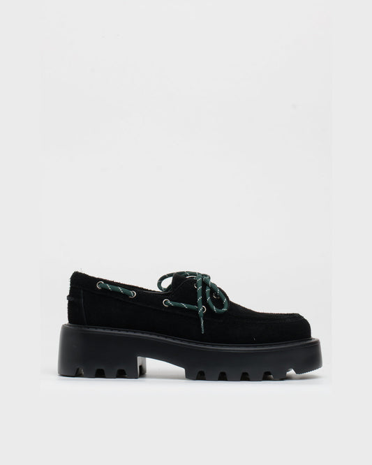 Furry Cow Suede Loafer in Black