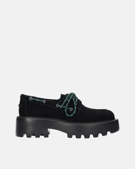 Furry Cow Suede Loafer in Black