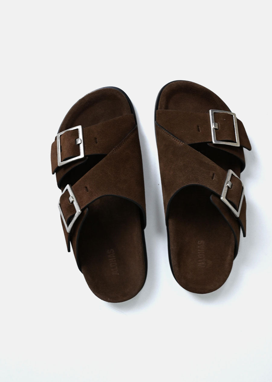 Alba Suede Leather Sandals in Brown
