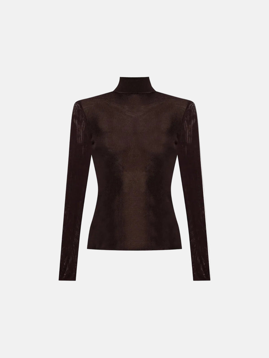 Metallic Viscose Knit Top  in Brown