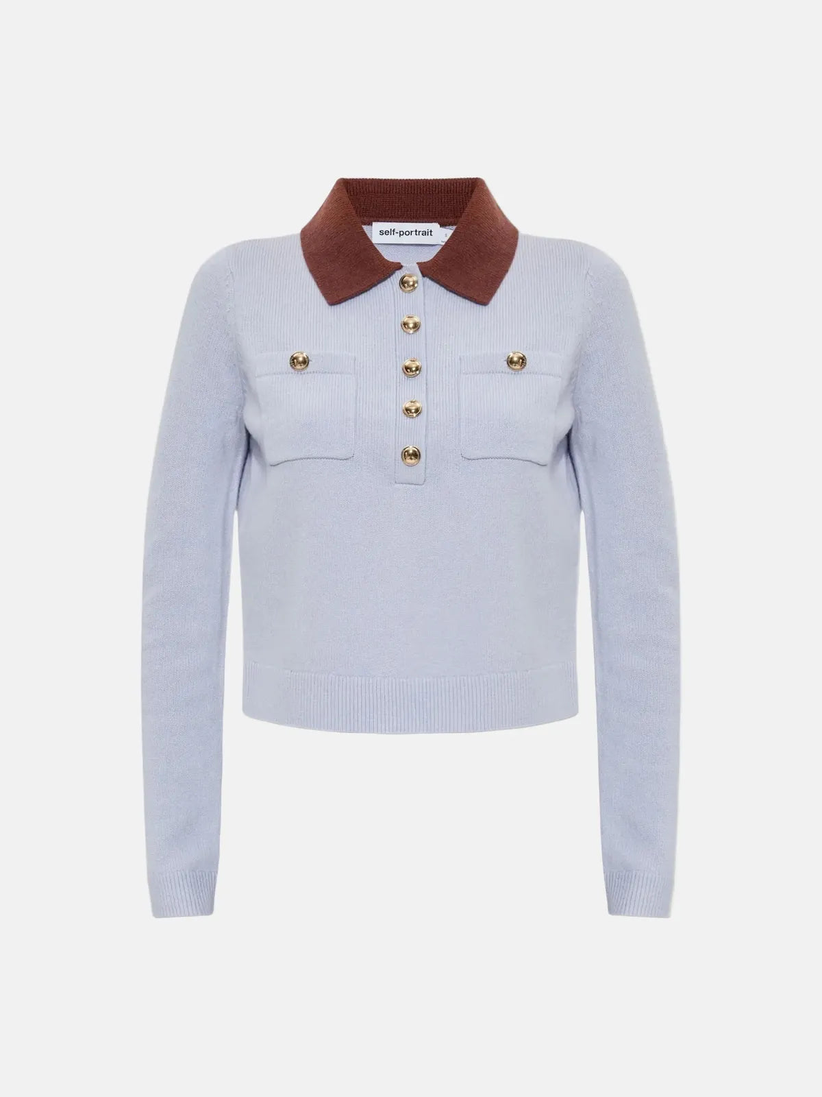 Contrast Collar Knit Top in Blue