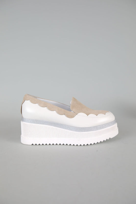 Nappa Bianco Wedge in Almond